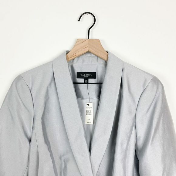NWT Talbots Silver Gray Single Button Blazer Space Age Futuristic Preppy Jacket - Picture 4 of 10